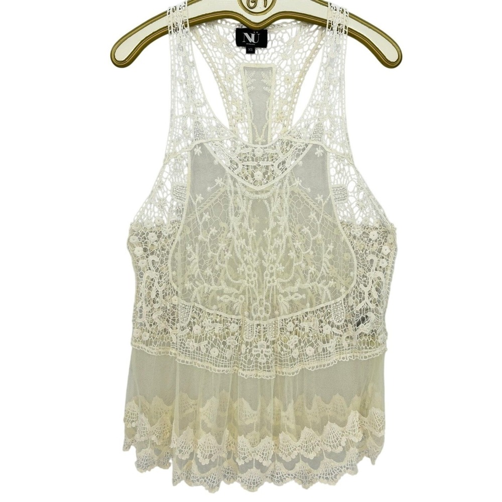 NÜ Denmark Lace Sleeveless Top XS Ivory Festival Boho Fairy Feminine Whimsical